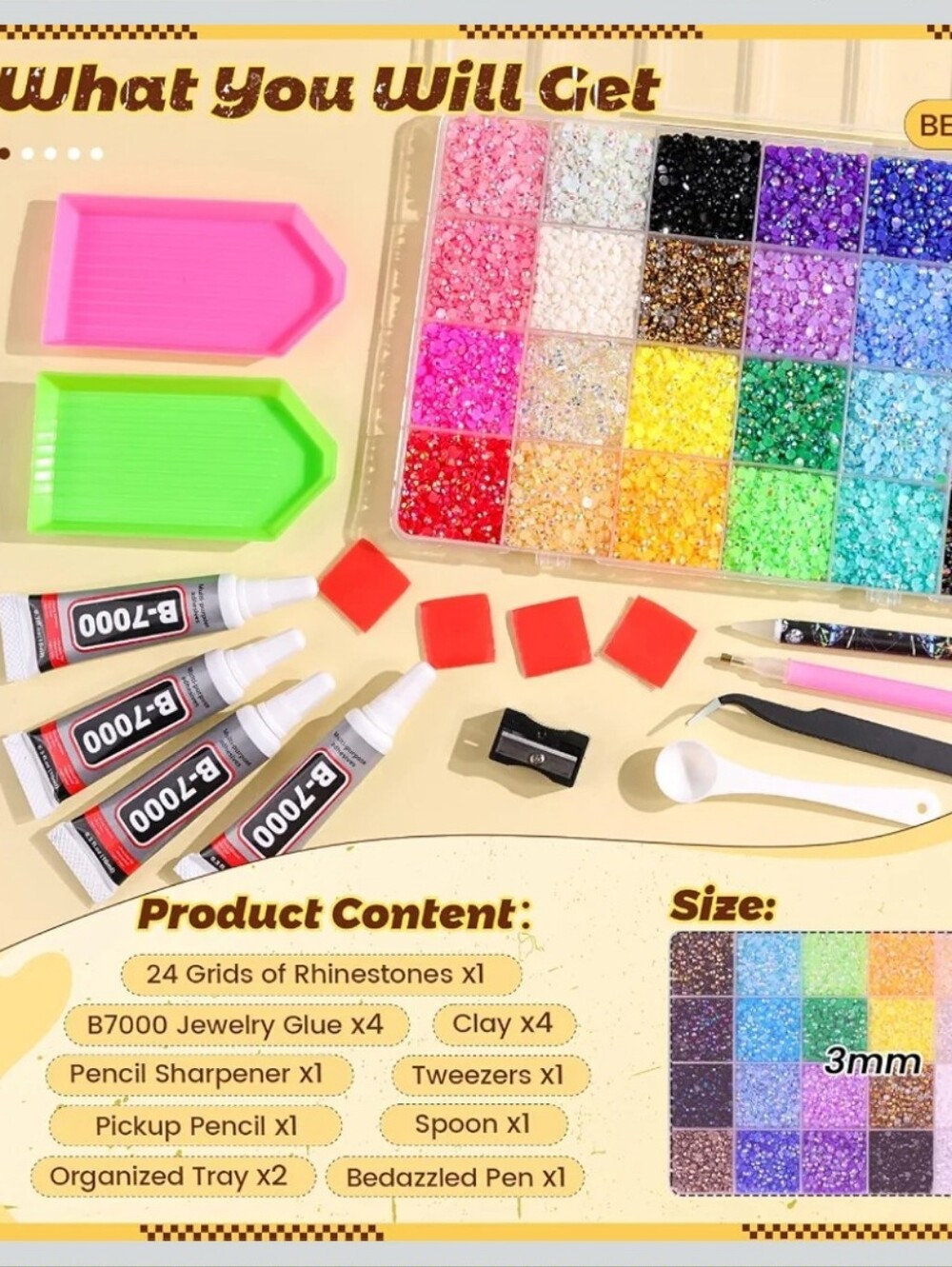 Multi-Color Diamond Art Rhinestone Kit - Assorted Colors - Picture 2 of 3